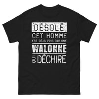 Thumbnail for T-shirt Wallonie noir - Désolé, déjà pris par une Wallonne