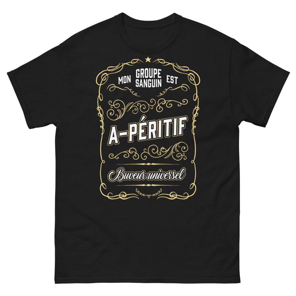 T-shirt apéro noir - Buveur universel, groupe A-péritif