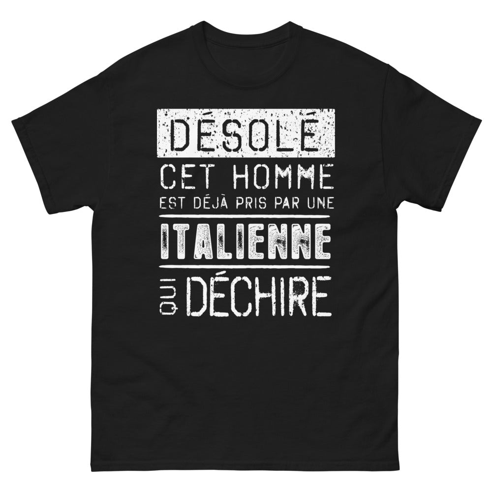 T-shirt Italie noir - Désolé, déjà pris par une Italienne