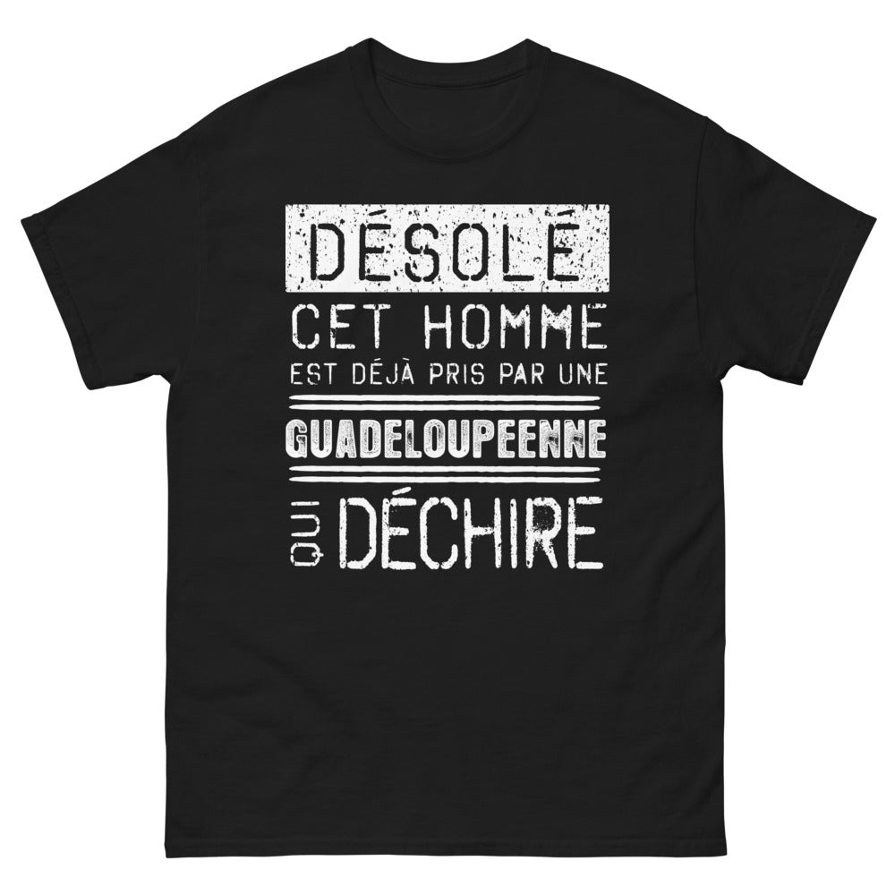 T-shirt Guadeloupe noir - Désolé, cet homme est déjà pris par une Guadeloupéenne
