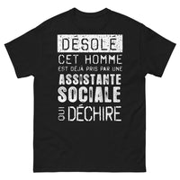 Thumbnail for T-shirt Assistante sociale noir - Désolé, cet homme est déjà pris par une assistante sociale qui déchire