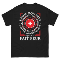 Thumbnail for T-shirt politique noir - J'aime mon pays, peur du gouvernement