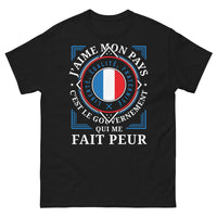 Thumbnail for T-shirt France noir - J'aime mon pays, c'est le gouvernement qui me fait peur