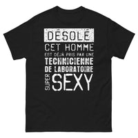 Thumbnail for T-shirt technicienne de laboratoire noir - Désolé, déjà pris par une technicienne de labo