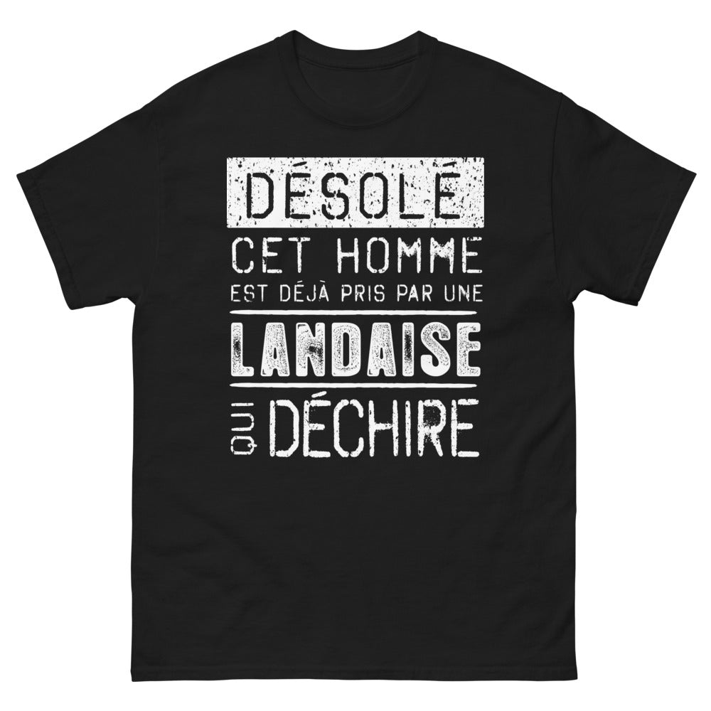 T-shirt Landes noir - Cet homme est pris par une Landaise qui déchire