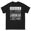 T-shirt Landes noir - Cet homme est pris par une Landaise qui déchire