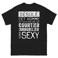 Thumbnail for T-shirt humour immobilier noir - Désolé, cet homme est déjà pris