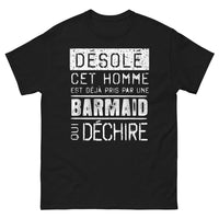 Thumbnail for T-shirt barmaid noir - Désolé, cet homme est déjà pris