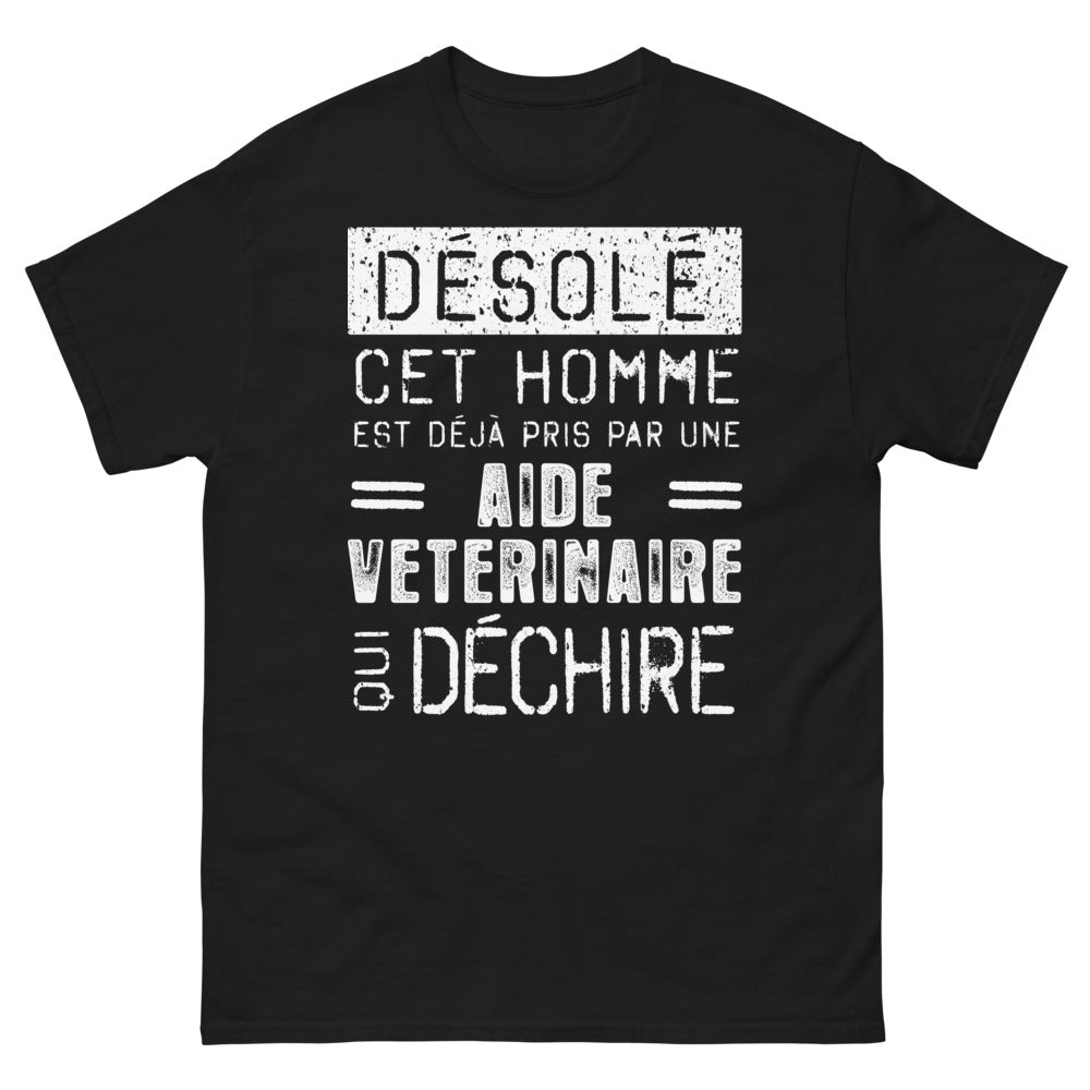 T-shirt aide vétérinaire noir - Désolé, cet homme est déjà pris