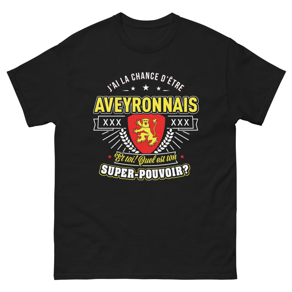 T-shirt Aveyronnais noir - Super pouvoir régional