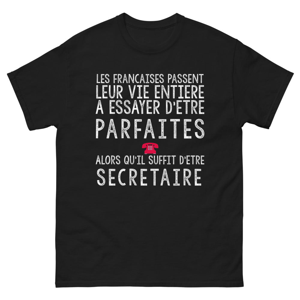 T-shirt Françaises secrétaire noir - il suffit d'être secrétaire