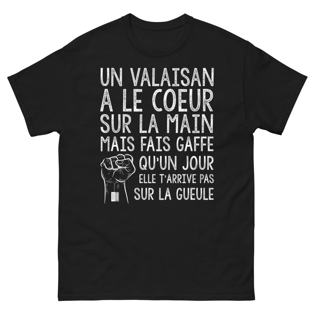 T-shirt Valaisan noir - Le cœur sur la main, mais gare à la gifle