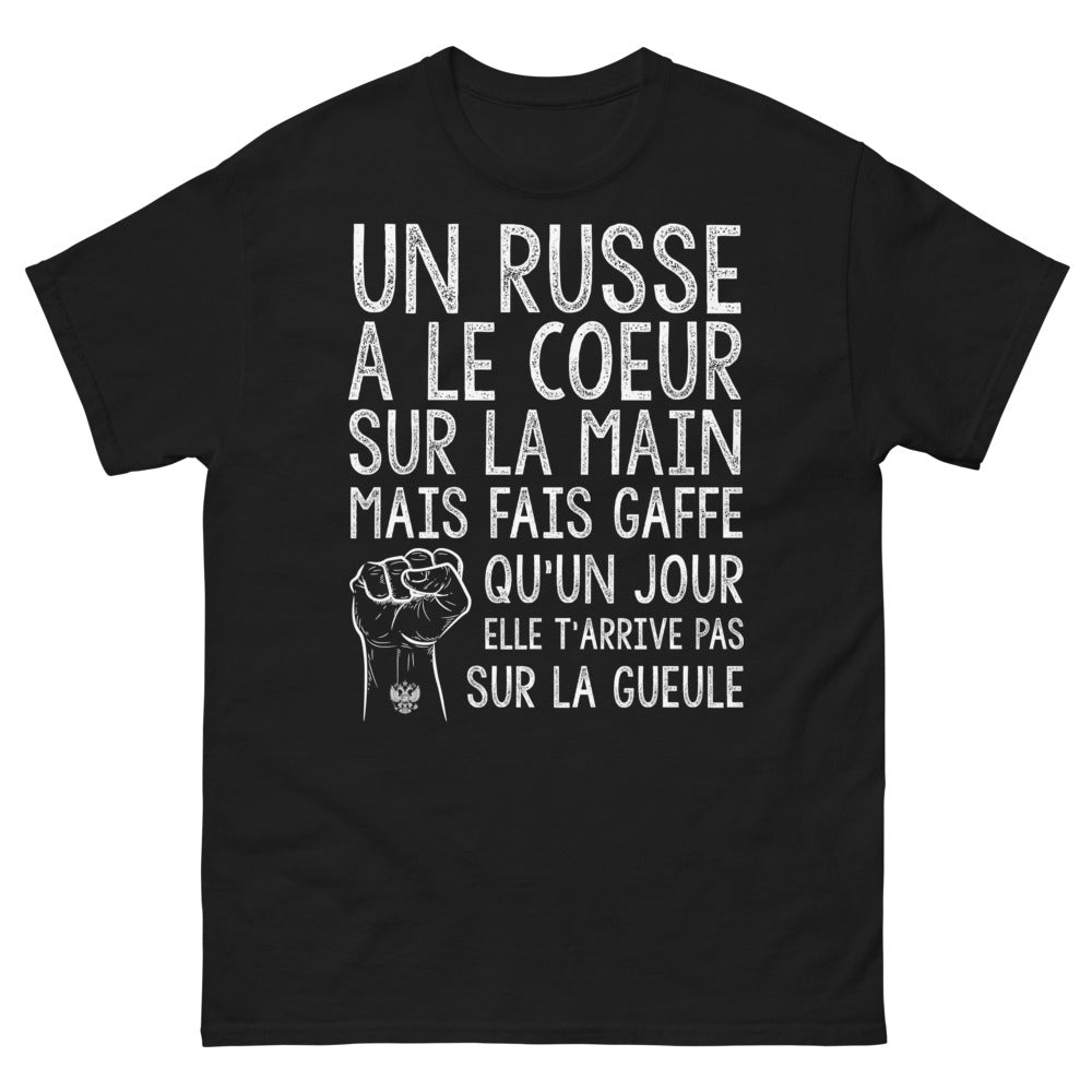 T-shirt Russie noir - Un Russe au cœur sur la main