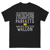 Thumbnail for T-shirt Wallonie noir - Les Flamands cherchent la perfection, être Wallon suffit