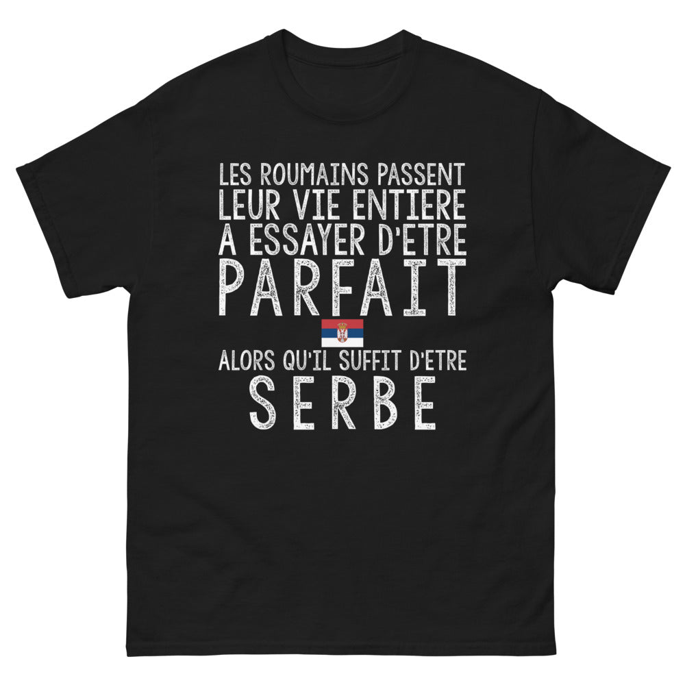 T-shirt Roumain ou Serbe noir - Parfait Roumain ou juste Serbe