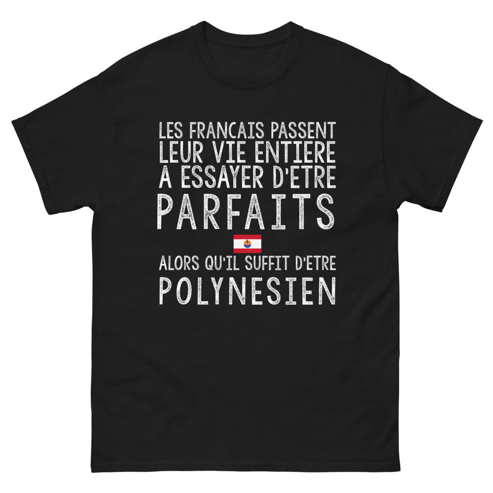 T-shirt Polynésien noir - Les Français parfaits, mais Polynésien c'est mieux