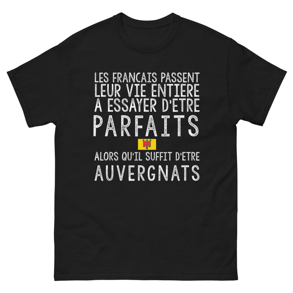 T-shirt Auvergne noir - Les Français veulent être parfaits, il suffit d’être Auvergnat