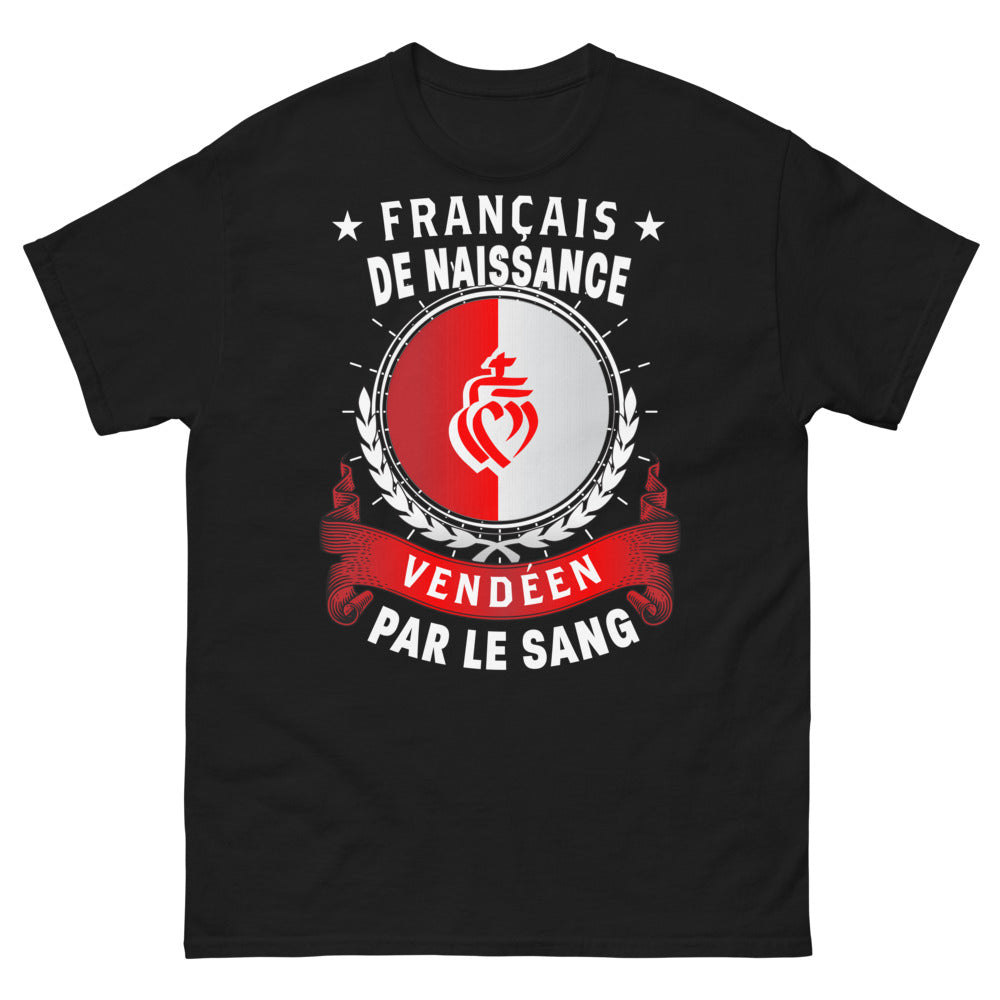 T-shirt Vendée noir - Français de naissance, Vendéen par le sang