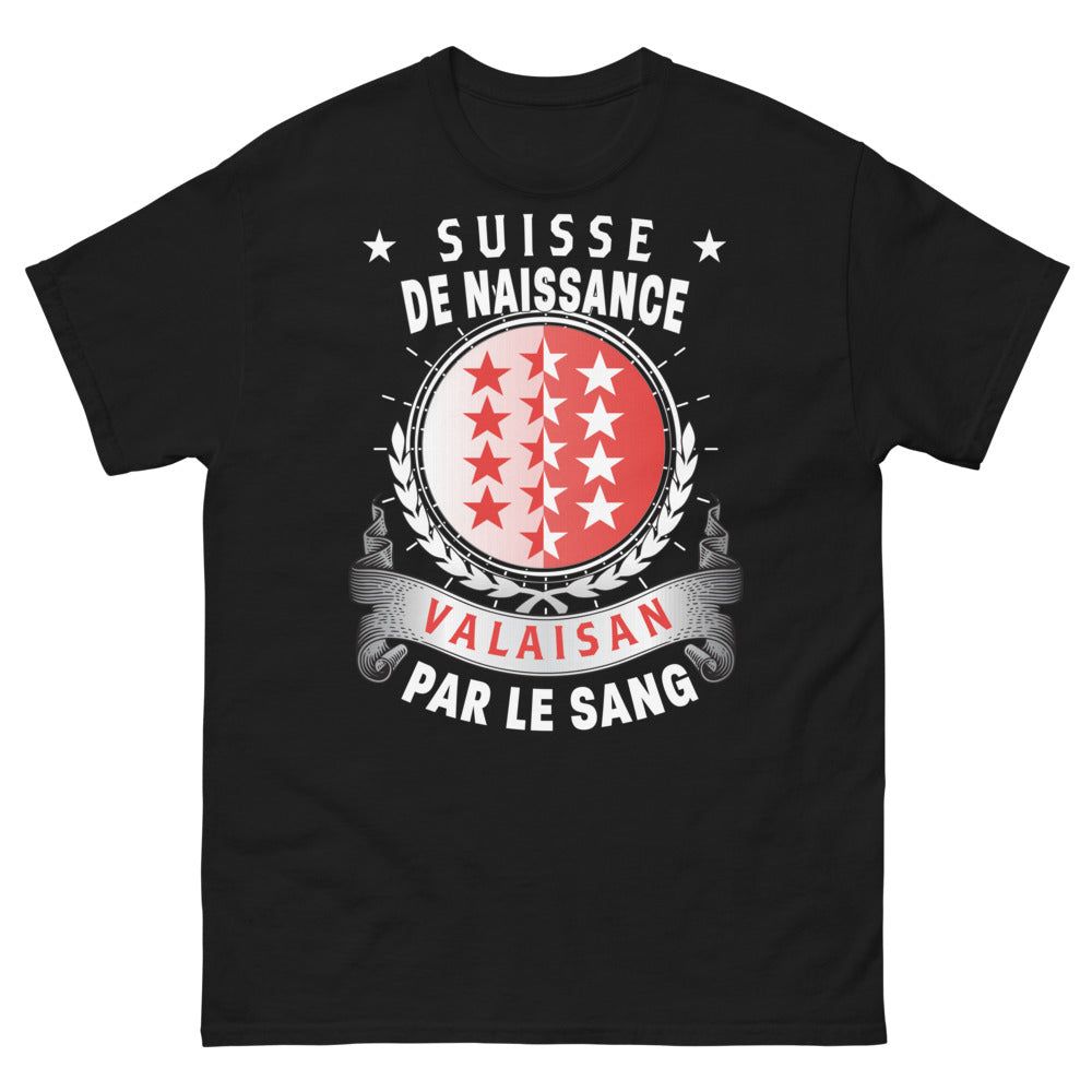 T-shirt Valais noir - Valaisan de naissance, fier de l'être