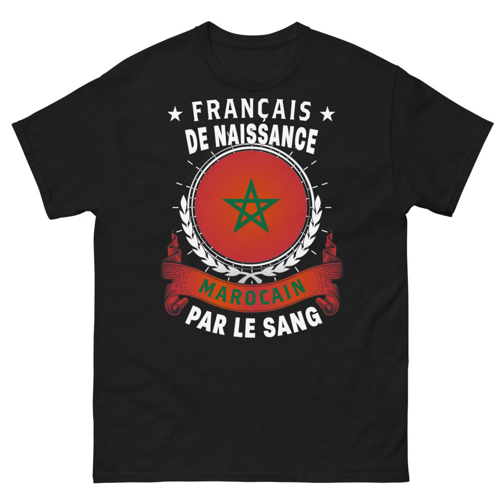 T-shirt franco-marocain noir - Français de Naissance, Marocain par le Sang