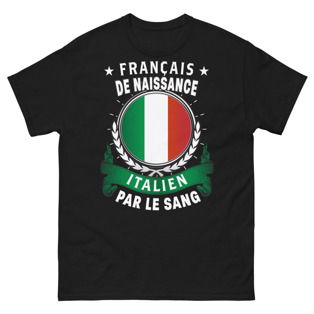 T-shirt Franco-Italien noir - Français de naissance, Italien par le sang