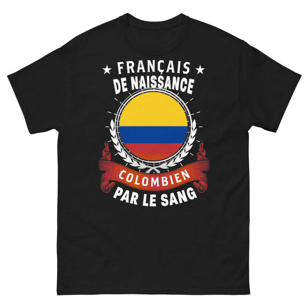 T-shirt France Colombie noir - Français de naissance, par le sang