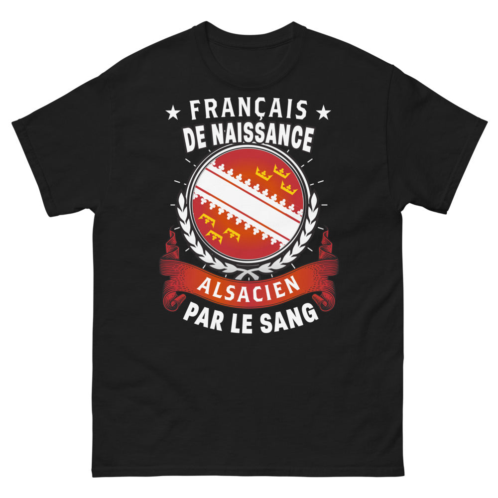 T-shirt Alsace noir - Français de naissance, Alsacien de cœur