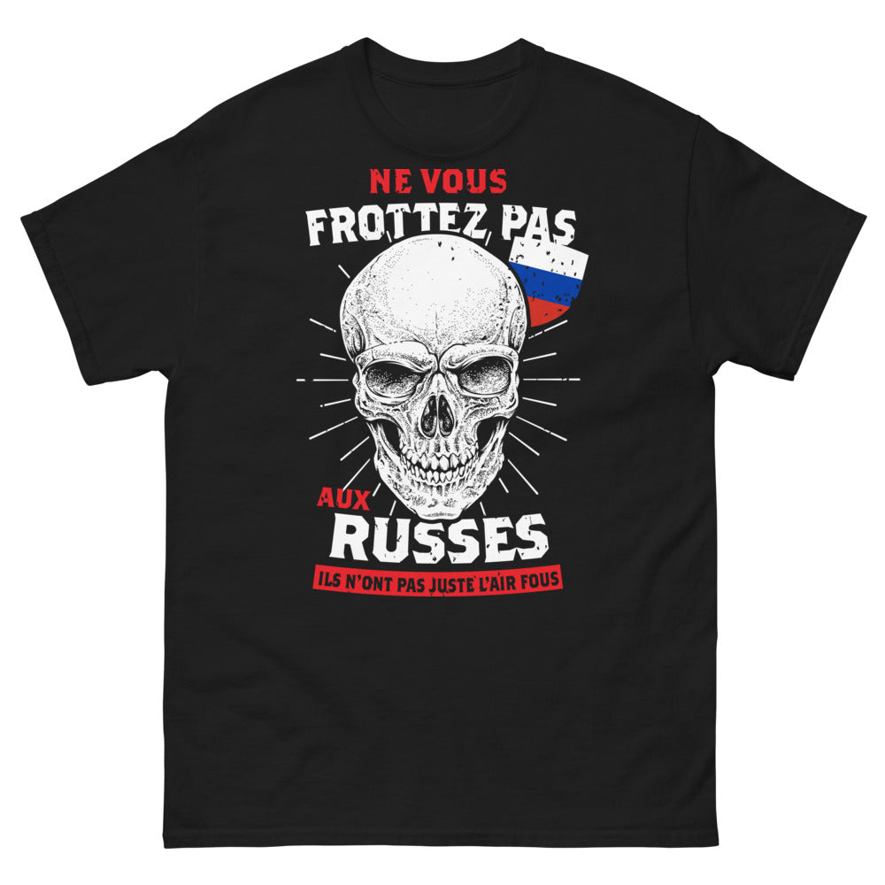 T-shirt humour russe noir - Ne vous frottez pas aux Russes