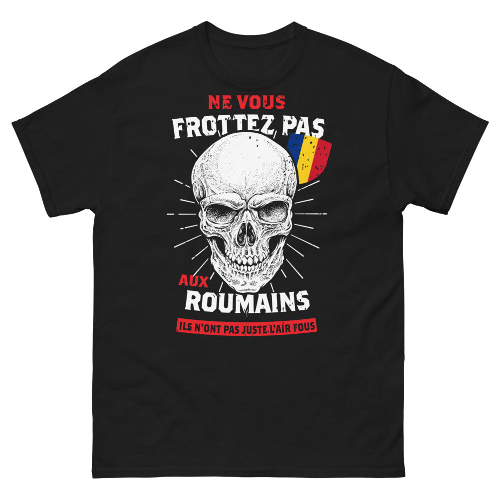 T-shirt Roumanie noir - Ne vous frottez pas aux Roumains