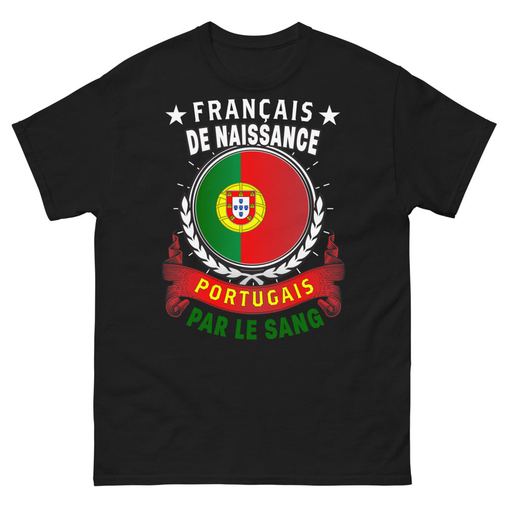 T-shirt franco-portugais noir - Français de naissance, Portugais par le sang
