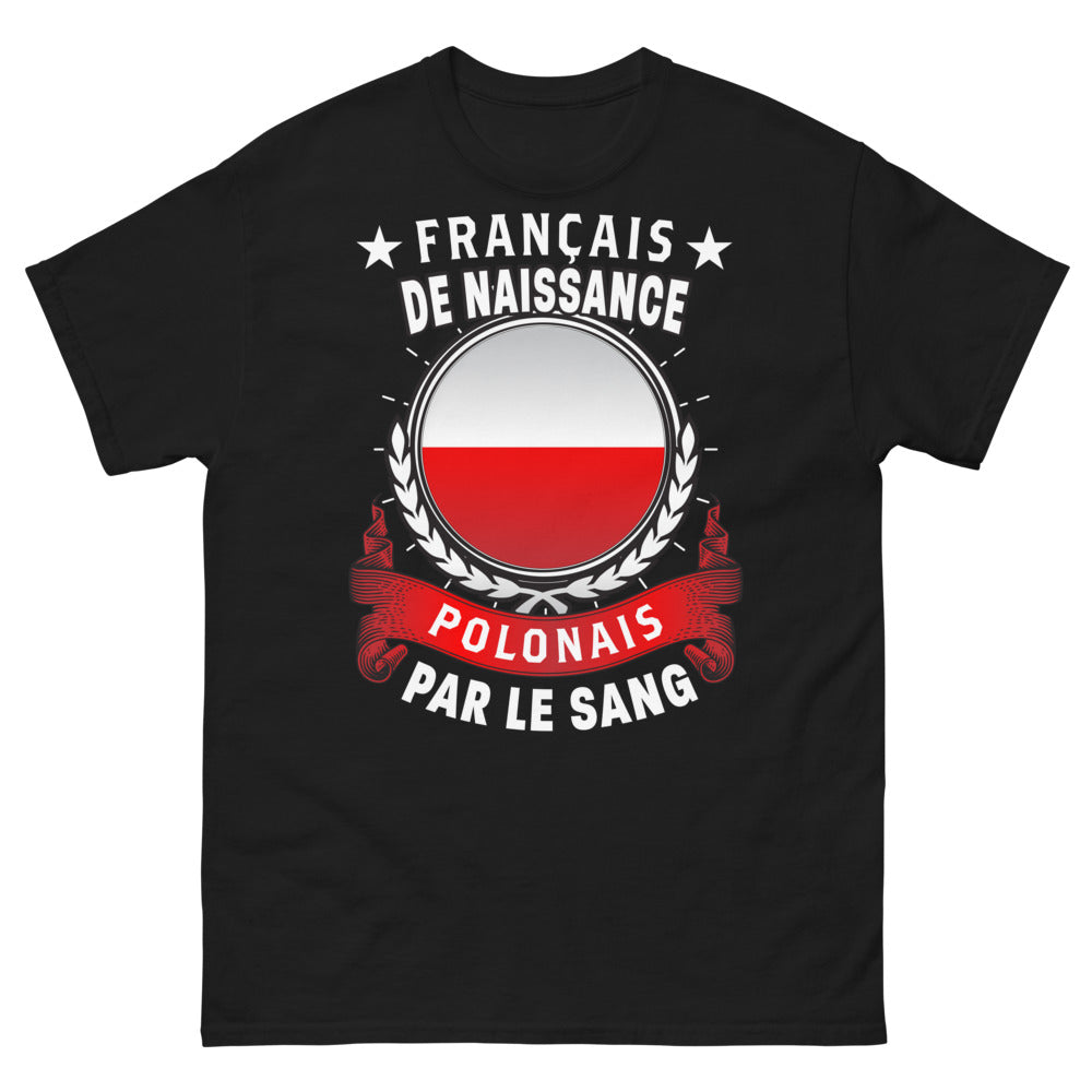 T-shirt Pologne noir - Français de naissance, polonais par le sang