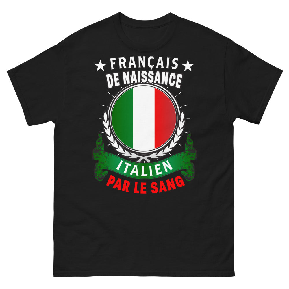 T-shirt franco-italien noir - Français de naissance, Italien par le sang