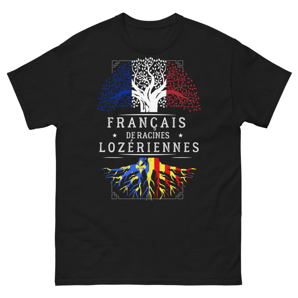 T-shirt Lozère noir - Français de racines lozériennes