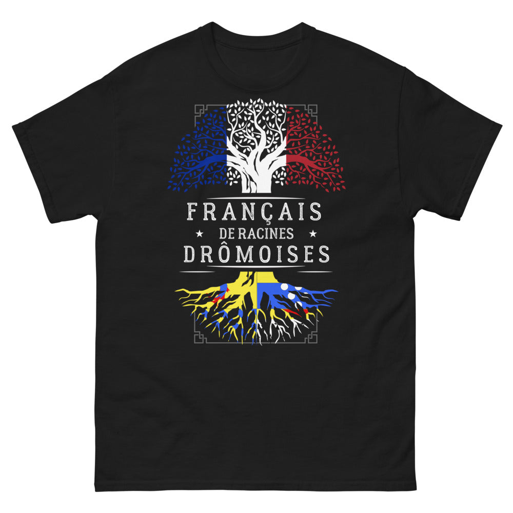 T-shirt Drôme noir - Français de Racines Drômoises