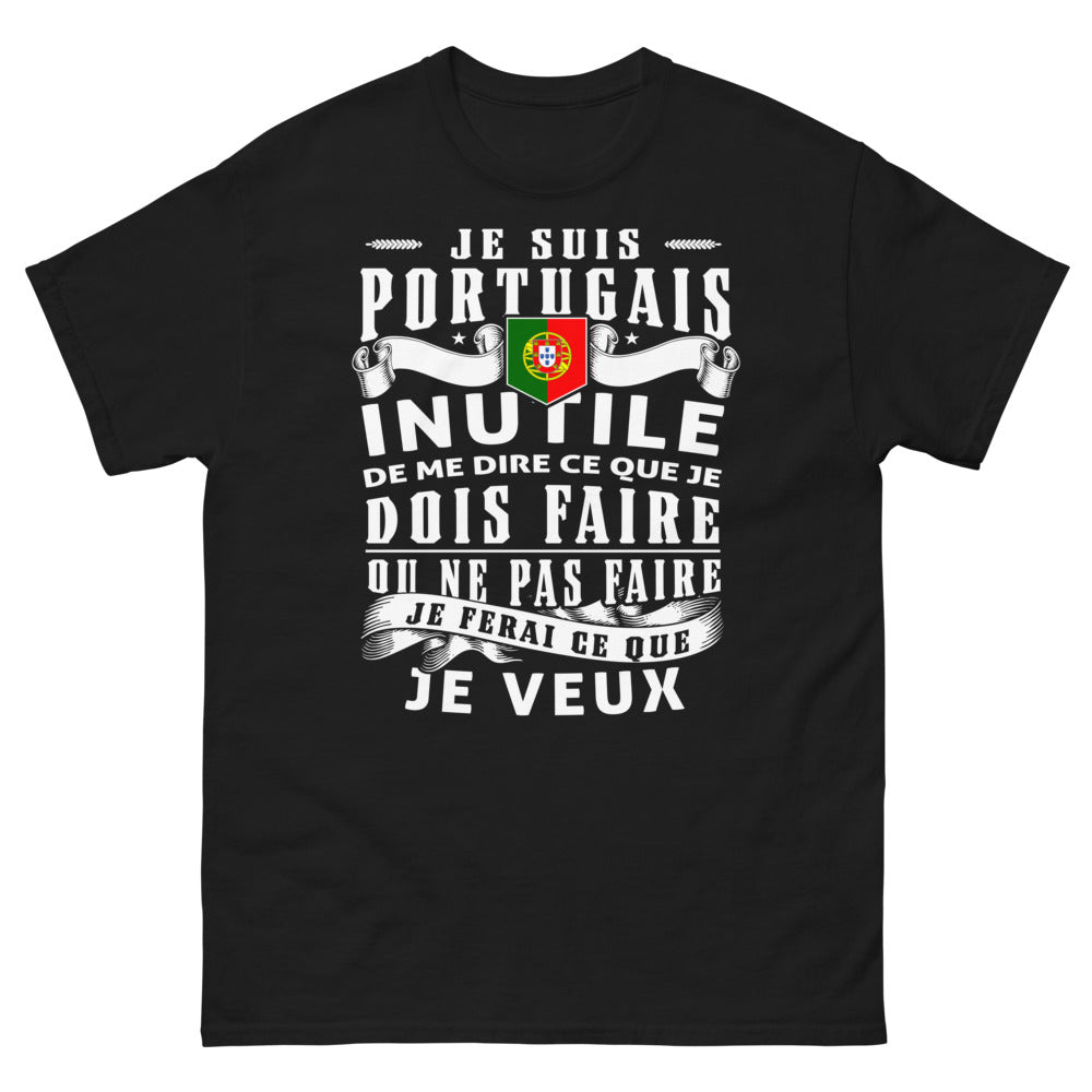 T-shirt Portugais noir - Je fais ce que je veux