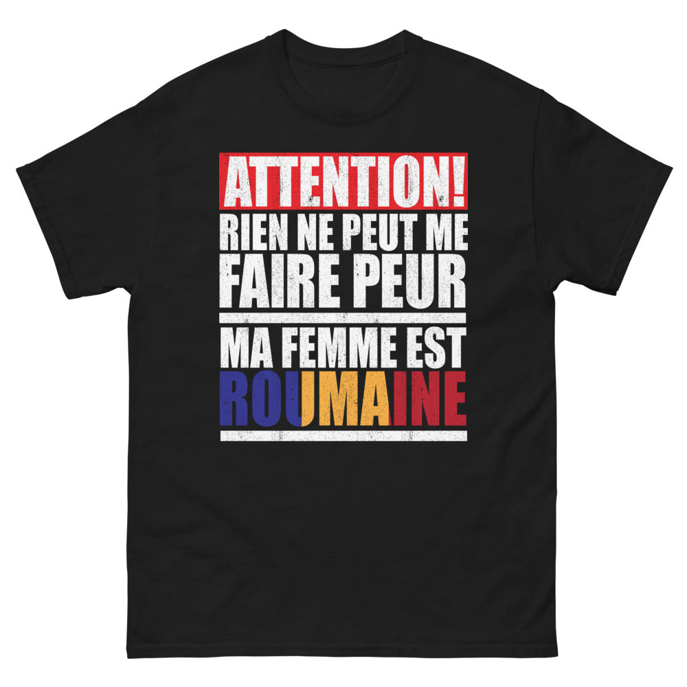 T-shirt Roumanie noir - Ma femme est roumaine