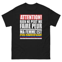 Thumbnail for T-shirt Colombienne noir - Rien ne peut me faire peur, ma femme est Colombienne