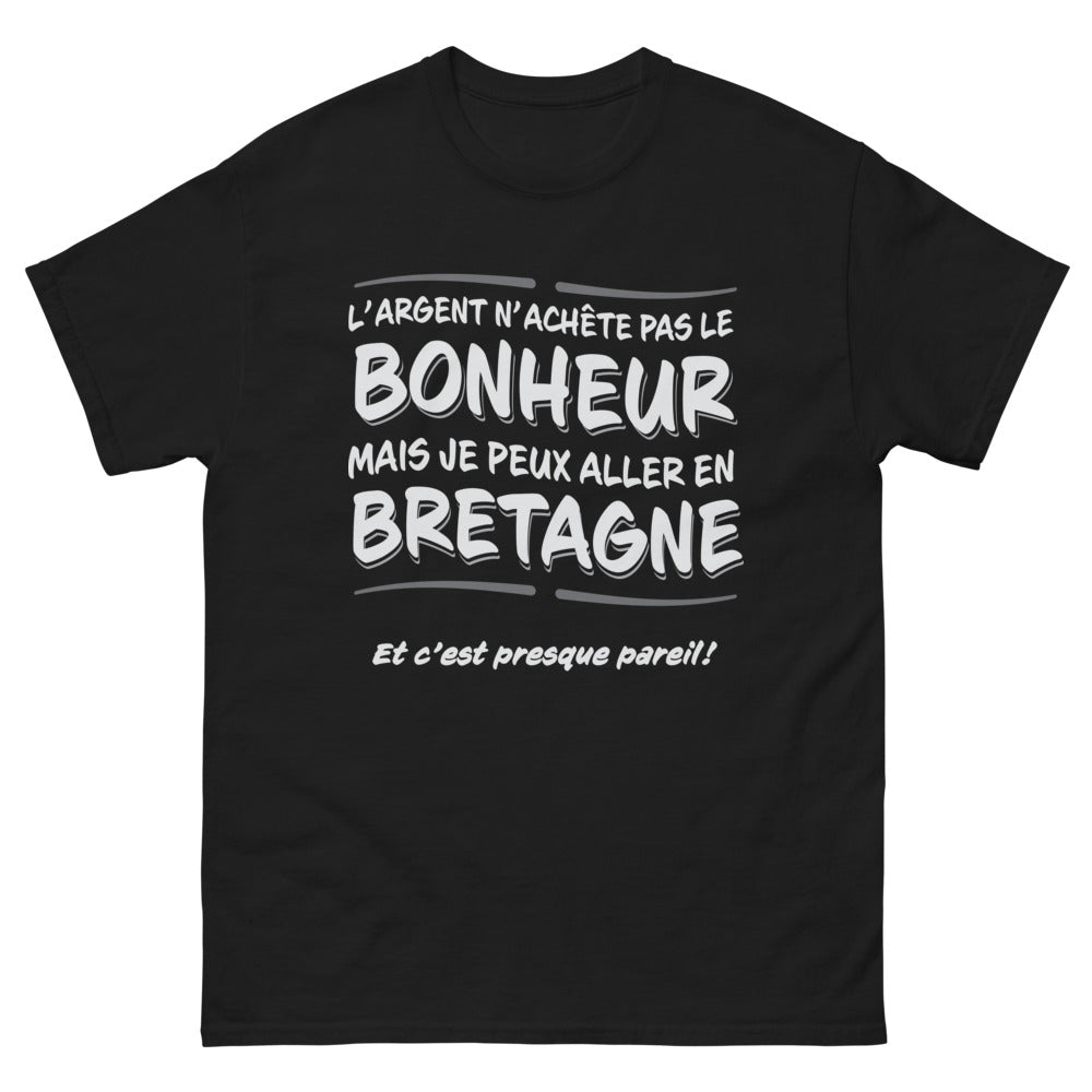 T-shirt Bretagne noir - l'argent n'achète pas le bonheur