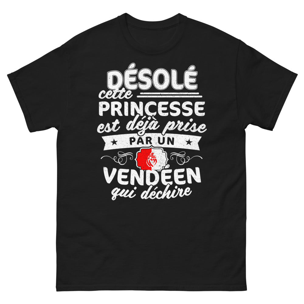 T-shirt Vendée noir - Princesse déjà prise par un Vendéen qui déchire