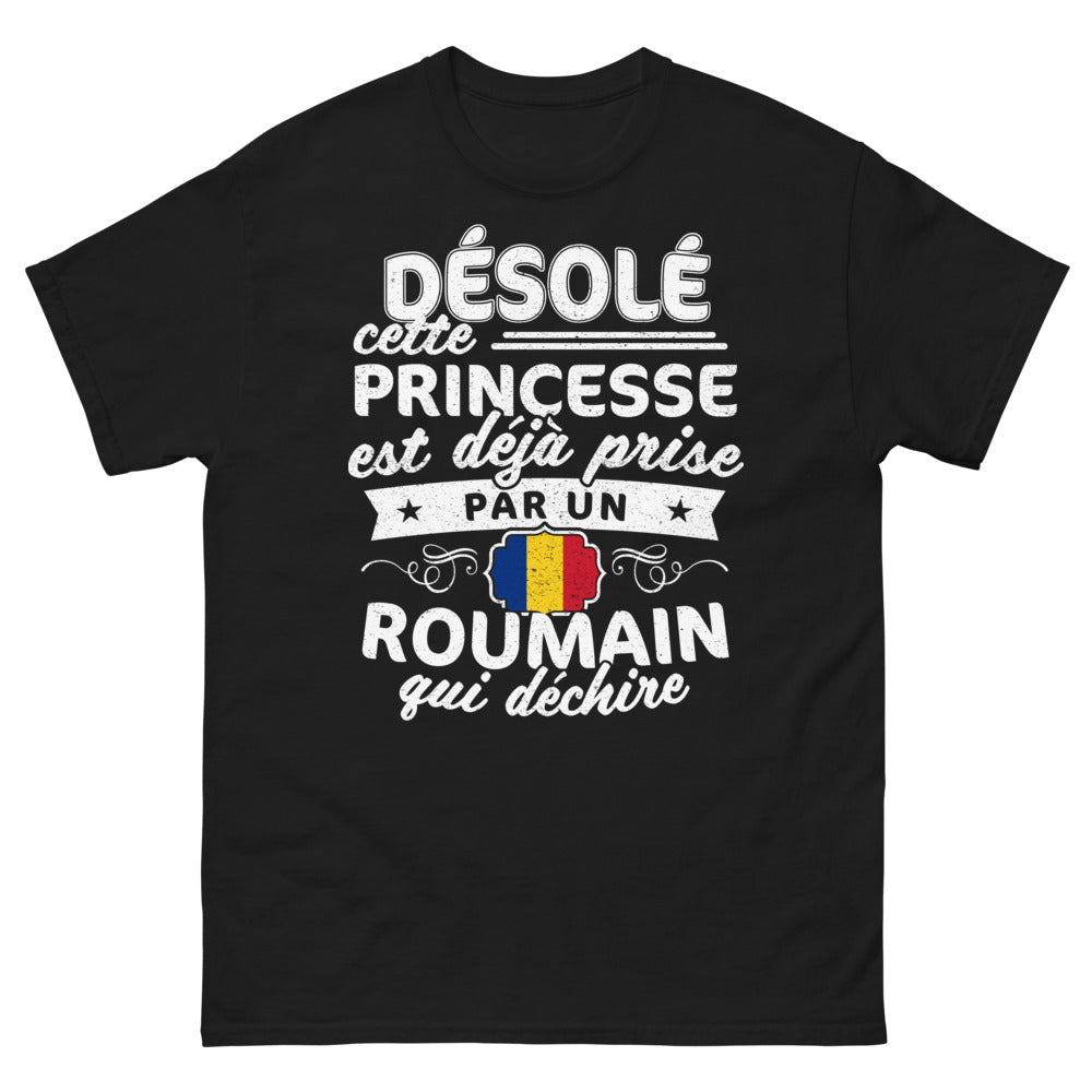 T-shirt Roumanie noir - Cette princesse déjà prise par un Roumain