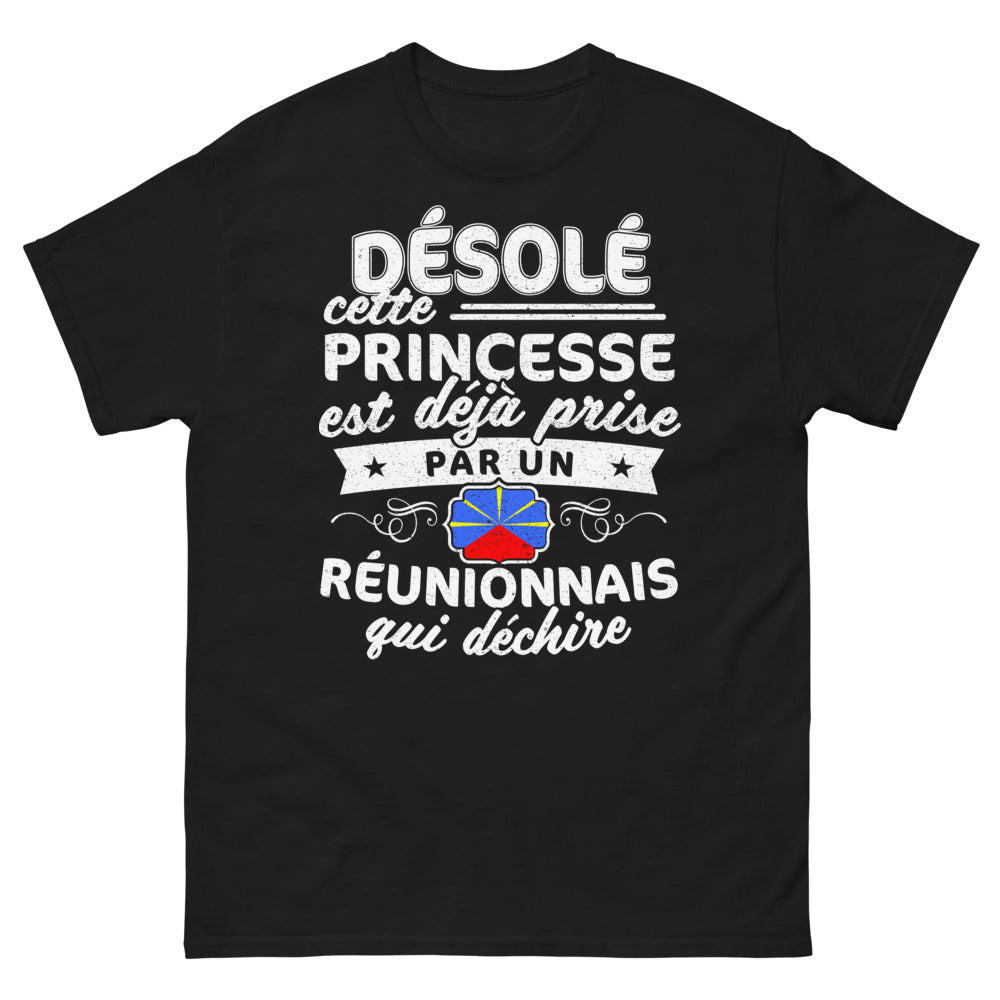 T-shirt Réunion noir - Princesse déjà prise par un Réunionnais qui déchire