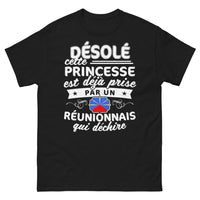 Thumbnail for T-shirt Réunion noir - Princesse déjà prise par un Réunionnais qui déchire