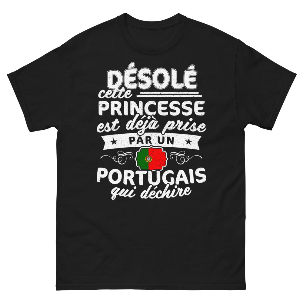 T-shirt Portugais noir - Princesse déjà prise par un Portugais