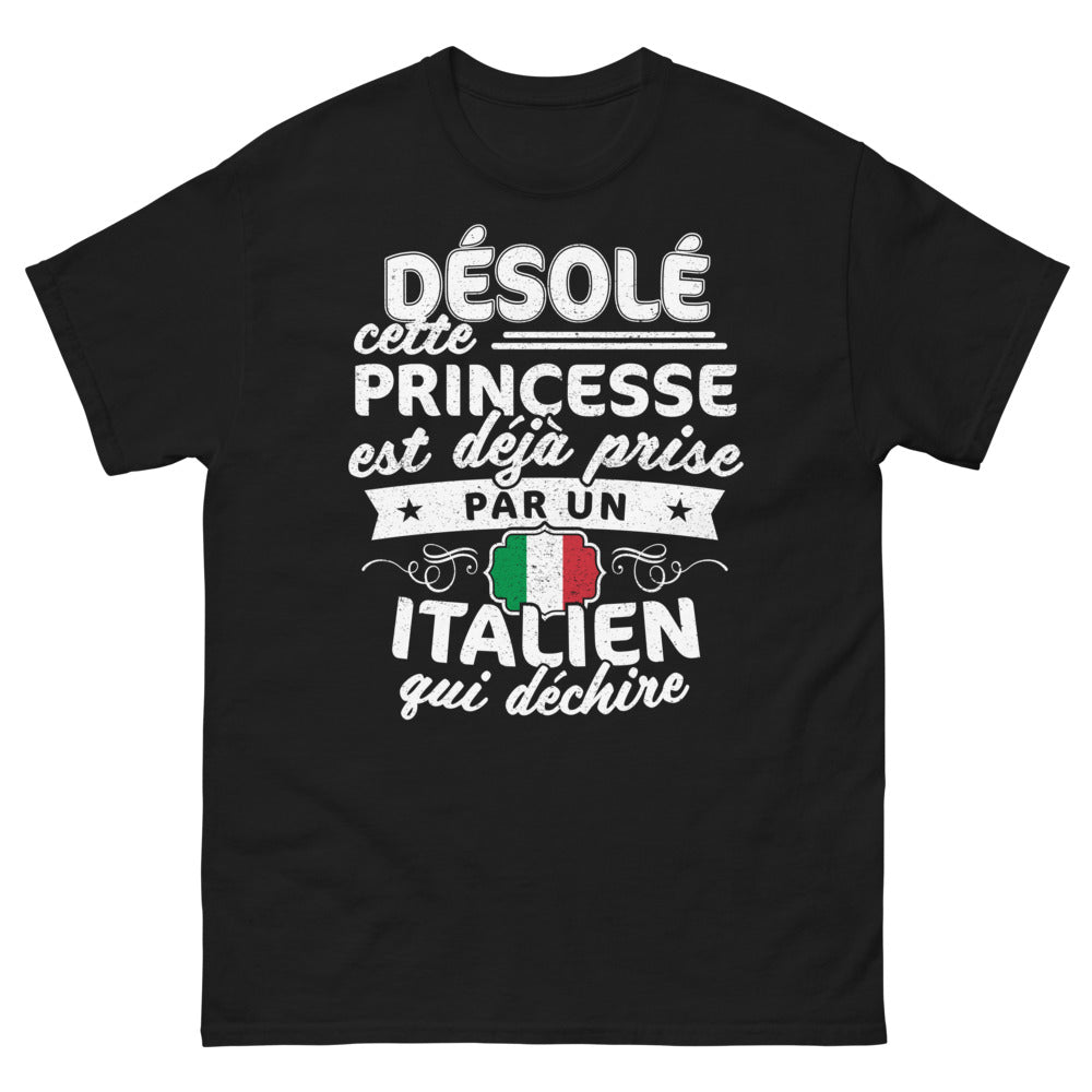 T-shirt Italie noir - Princesse déjà prise, Italien qui déchire