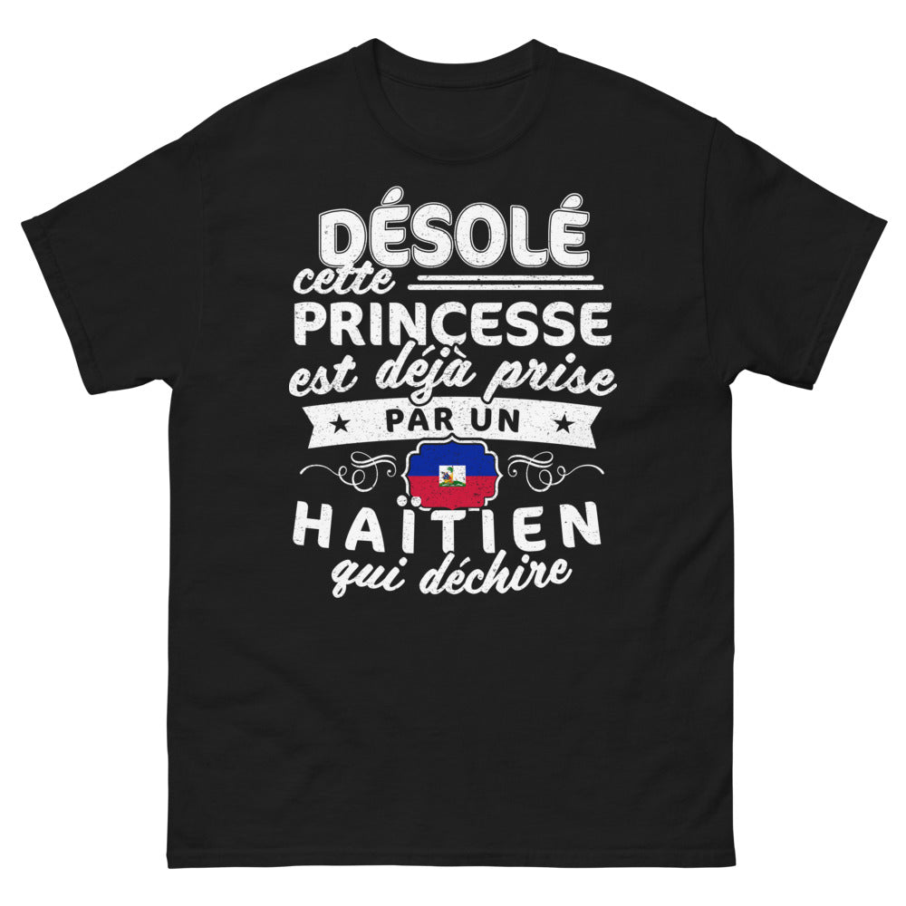 T-shirt Haïtien noir - princesse déjà prise par un Haïtien qui déchire