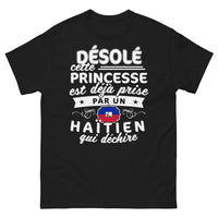 Thumbnail for T-shirt Haïtien noir - princesse déjà prise par un Haïtien qui déchire
