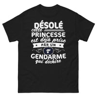 Thumbnail for T-shirt gendarme noir - Princesse déjà prise, gendarme qui déchire