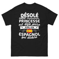 Thumbnail for T-shirt espagnol noir - Désolé princesse déjà prise par un Espagnol qui déchire