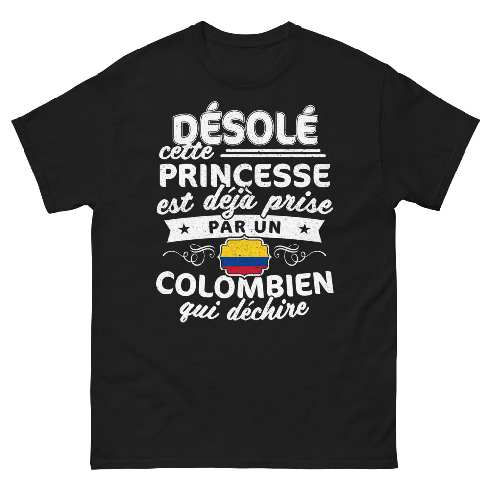 T-shirt Colombie noir - princesse déjà prise par un Colombien qui déchire