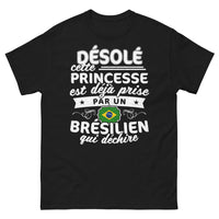Thumbnail for T-shirt France Brésil noir - Princesse française prise par un Brésilien qui déchire